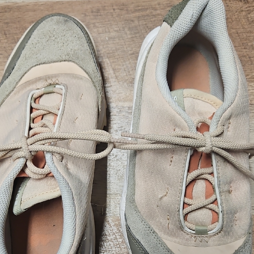 Stylish Beige and Green Sneakers